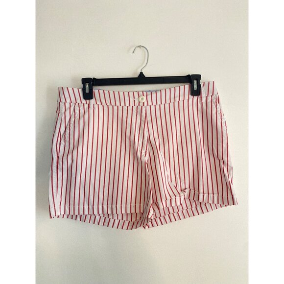 Crown & Ivy Women’s Caroline Red & White Striped Cotton Shorts Size 14 - Picture 1 of 4